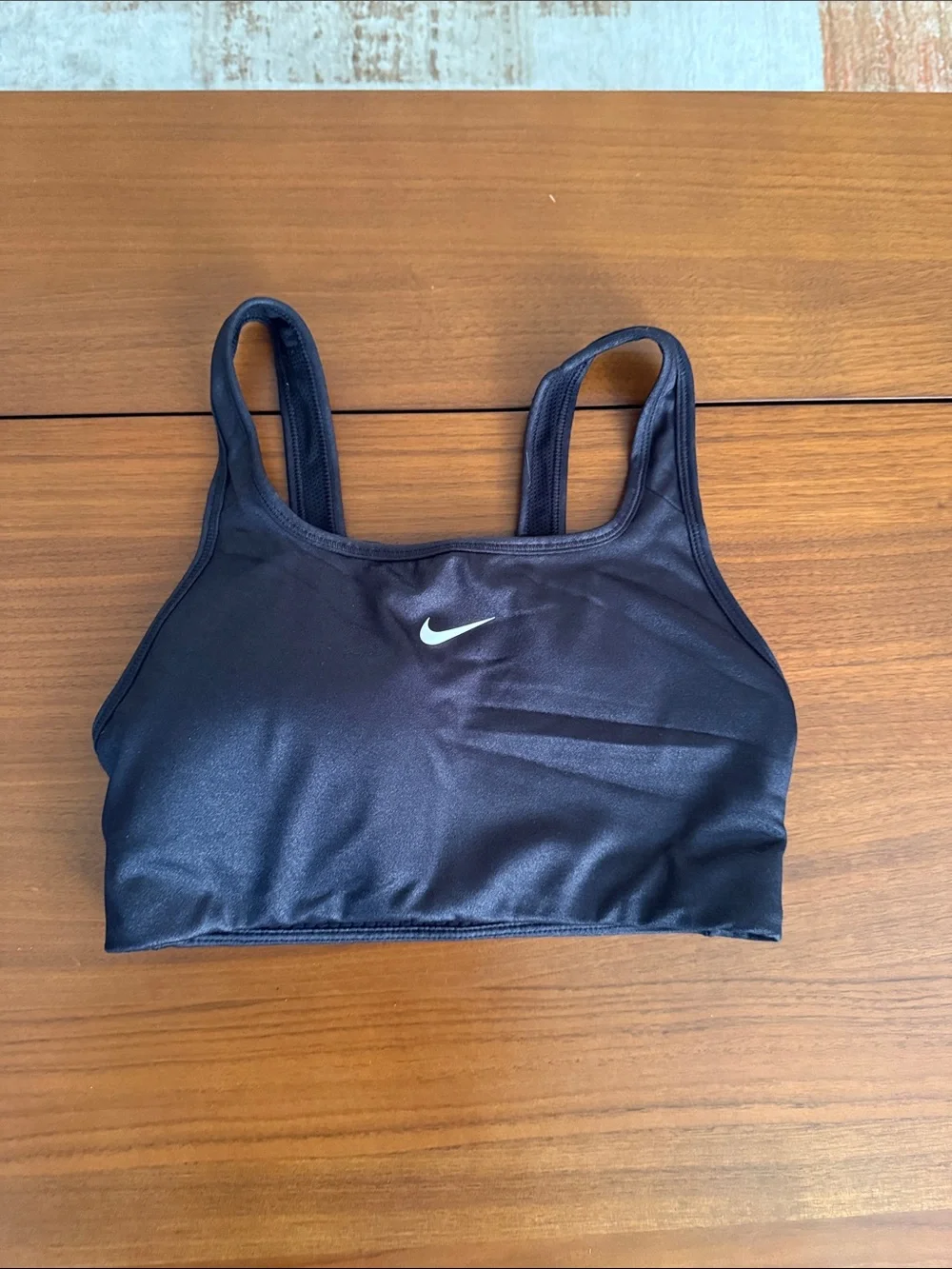 Nike Black Swim Crop Top with White Swoosh